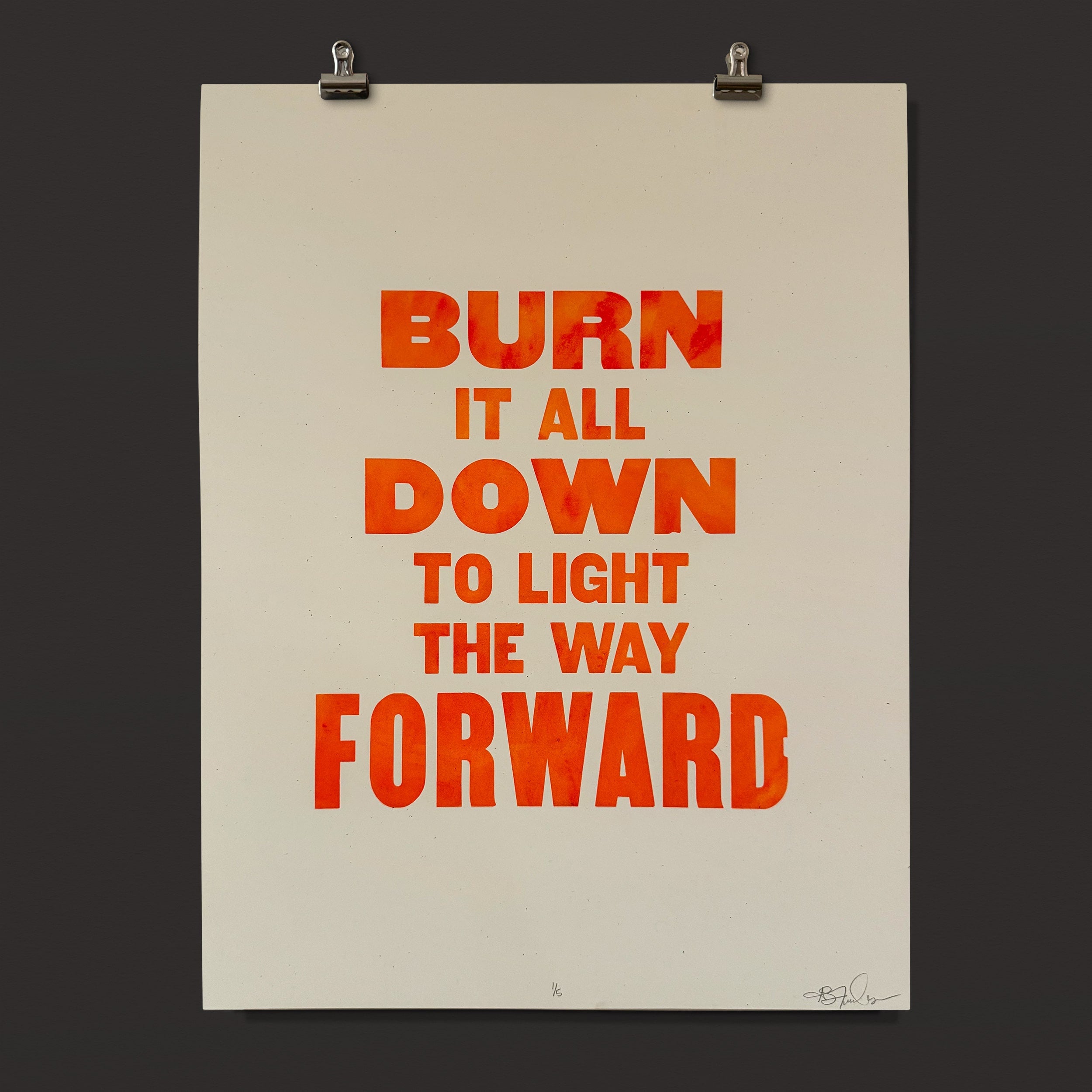 All Down Burn it All Down Letterpress Poster – Capital A Press